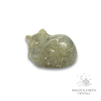 Natural Labradorite sleeping cat figurine view c