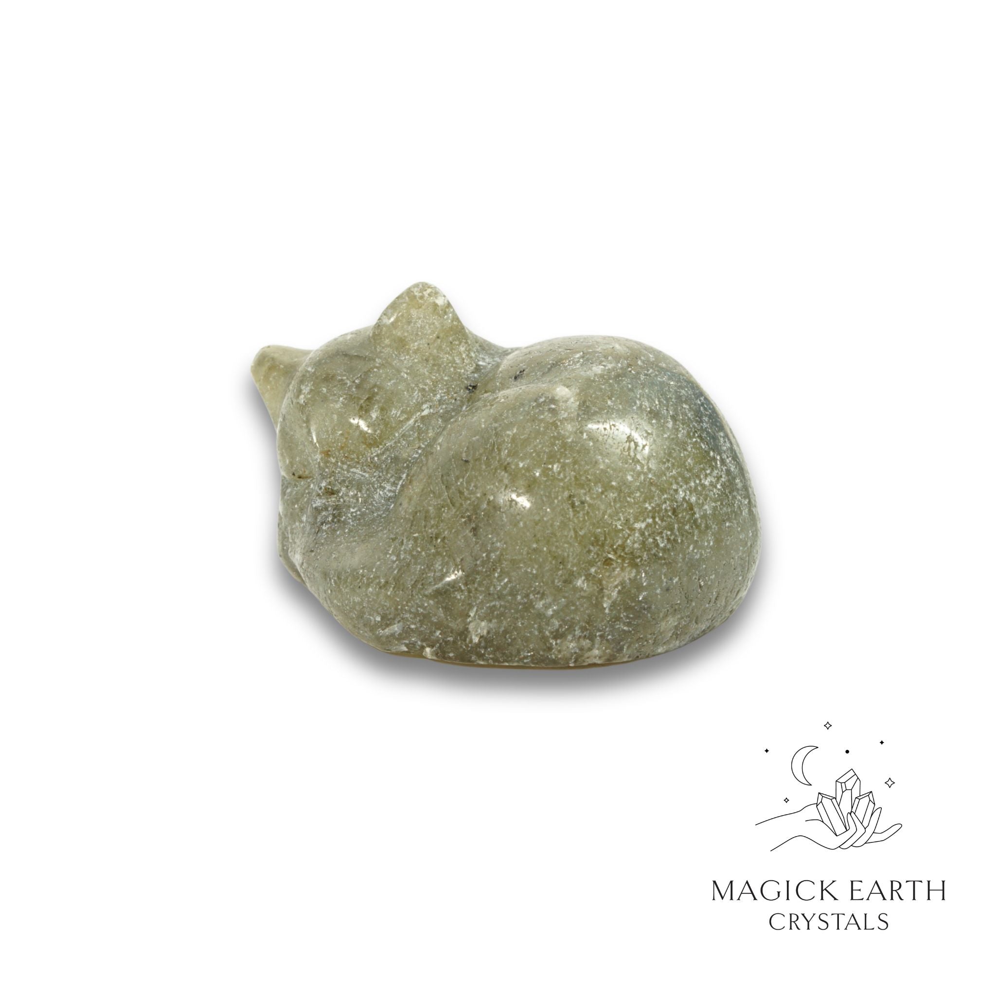 Natural Labradorite sleeping cat figurine view c