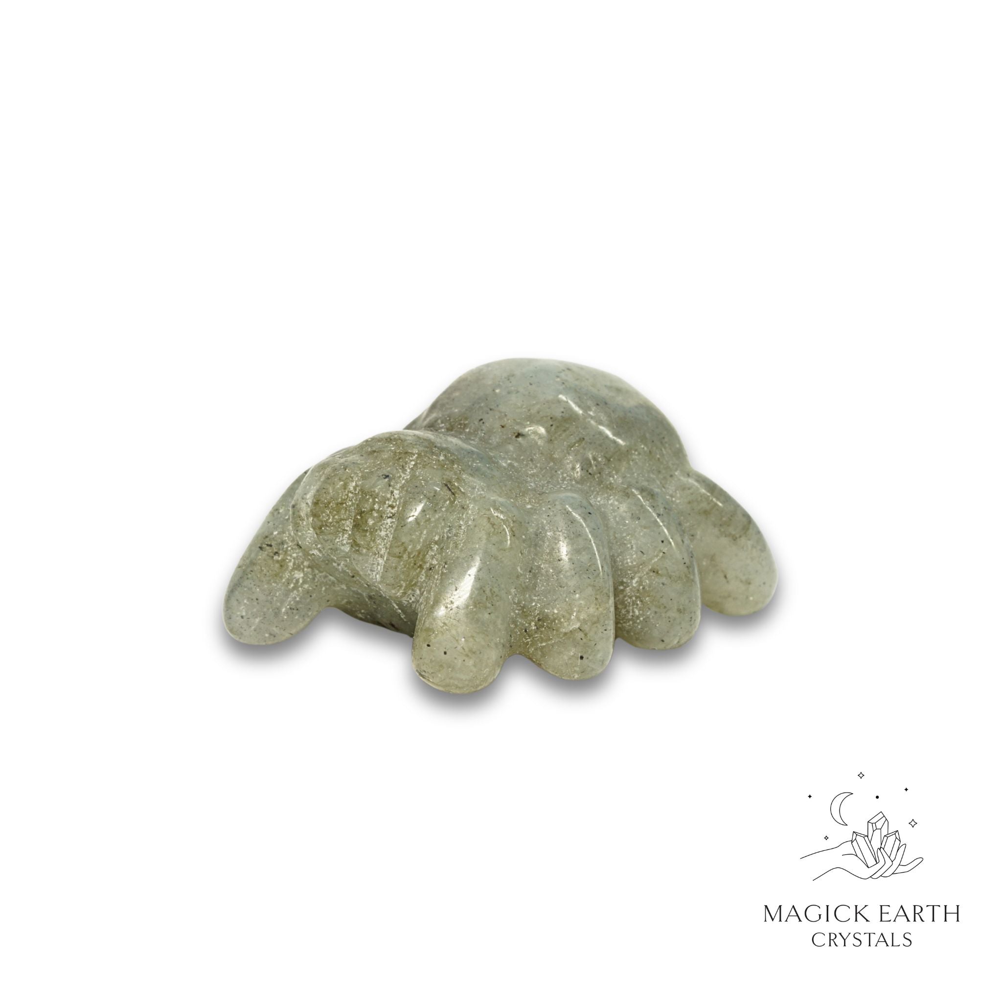 Natural Labradorite crystal spider figurine view a