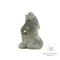 Natural Labradorite crystal wolf figurine view b