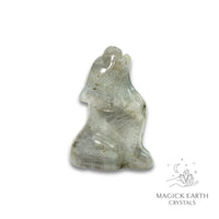 Natural Labradorite crystal wolf figurine view c