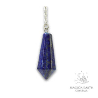Lapis Lazuli Crystal Bullet Pendulum Vertical View for Inner Vision