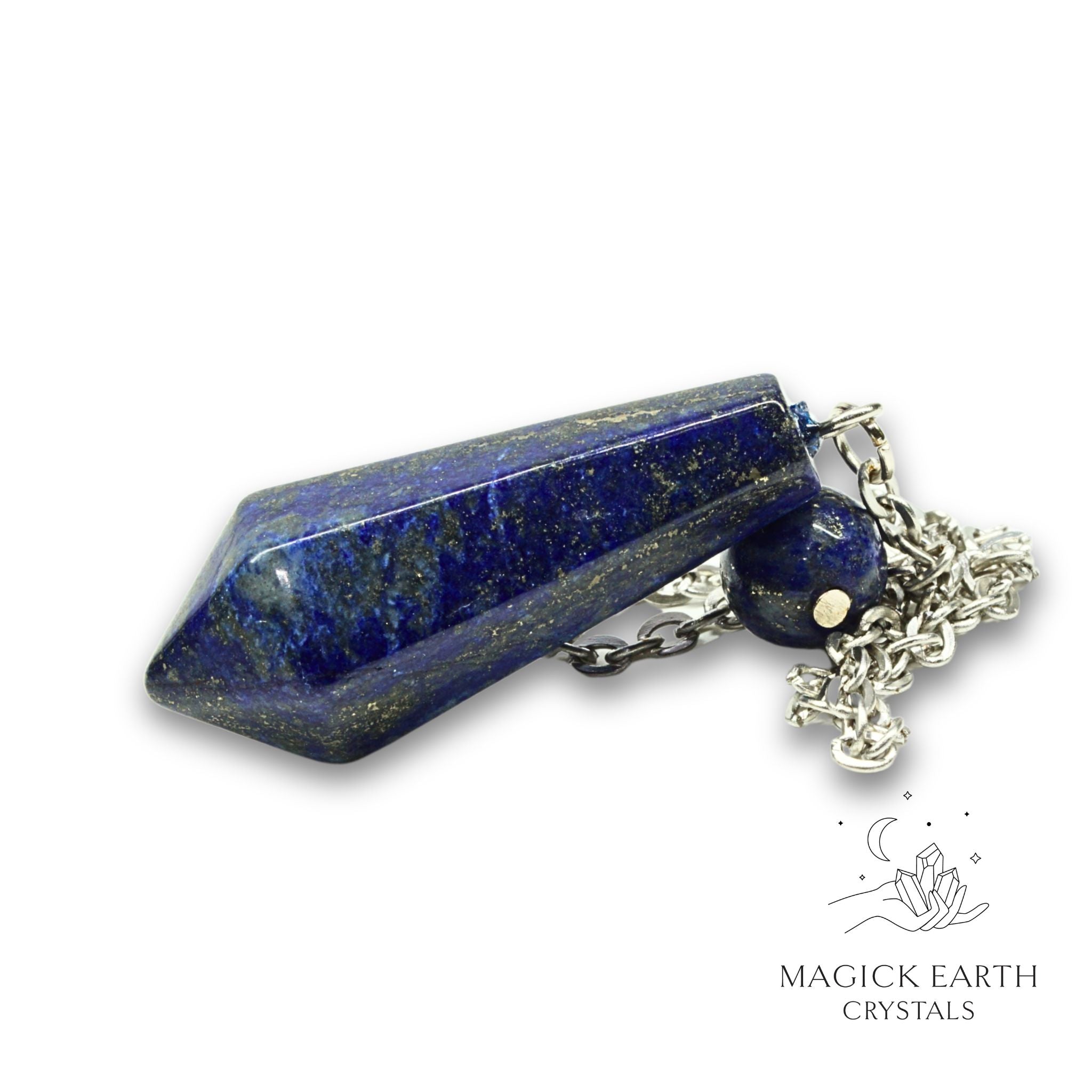 Natural Lapis Lazuli crystal bullet pendulum view a