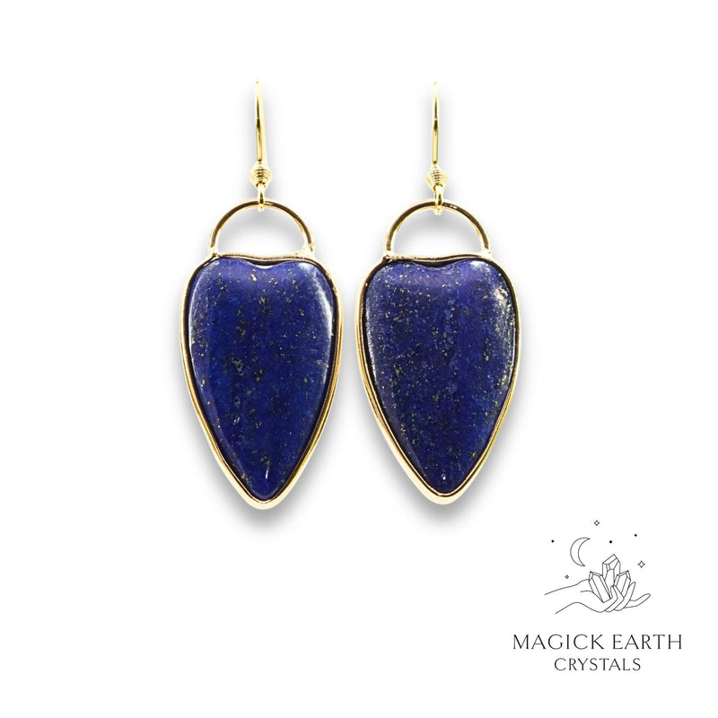 Lapis Lazuli Charmed Heart Earrings for Inner Vision