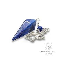 Natural Lapis Lazuli crystal apex pendulum view a