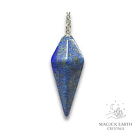 Natural Lapis Lazuli crystal apex pendulum view b