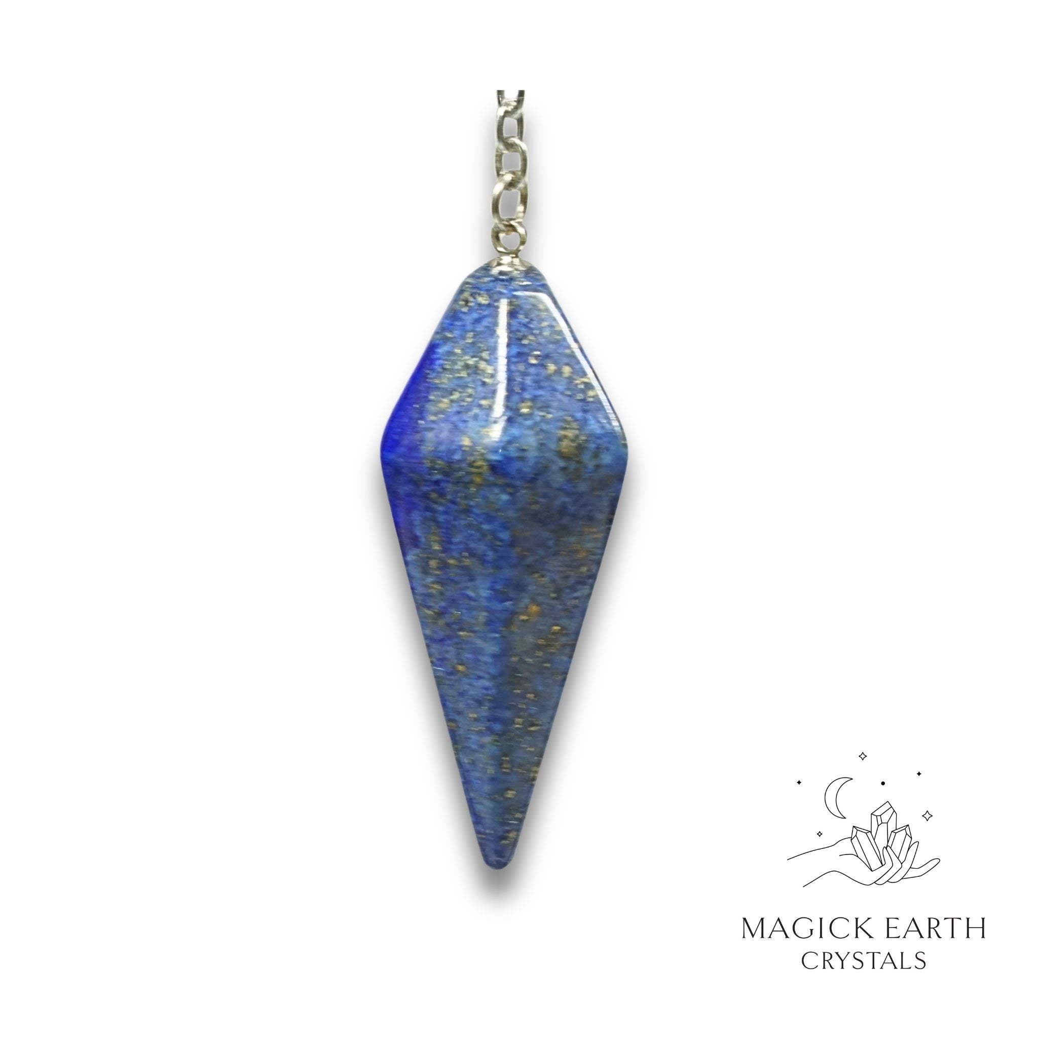 Natural Lapis Lazuli crystal apex pendulum view b