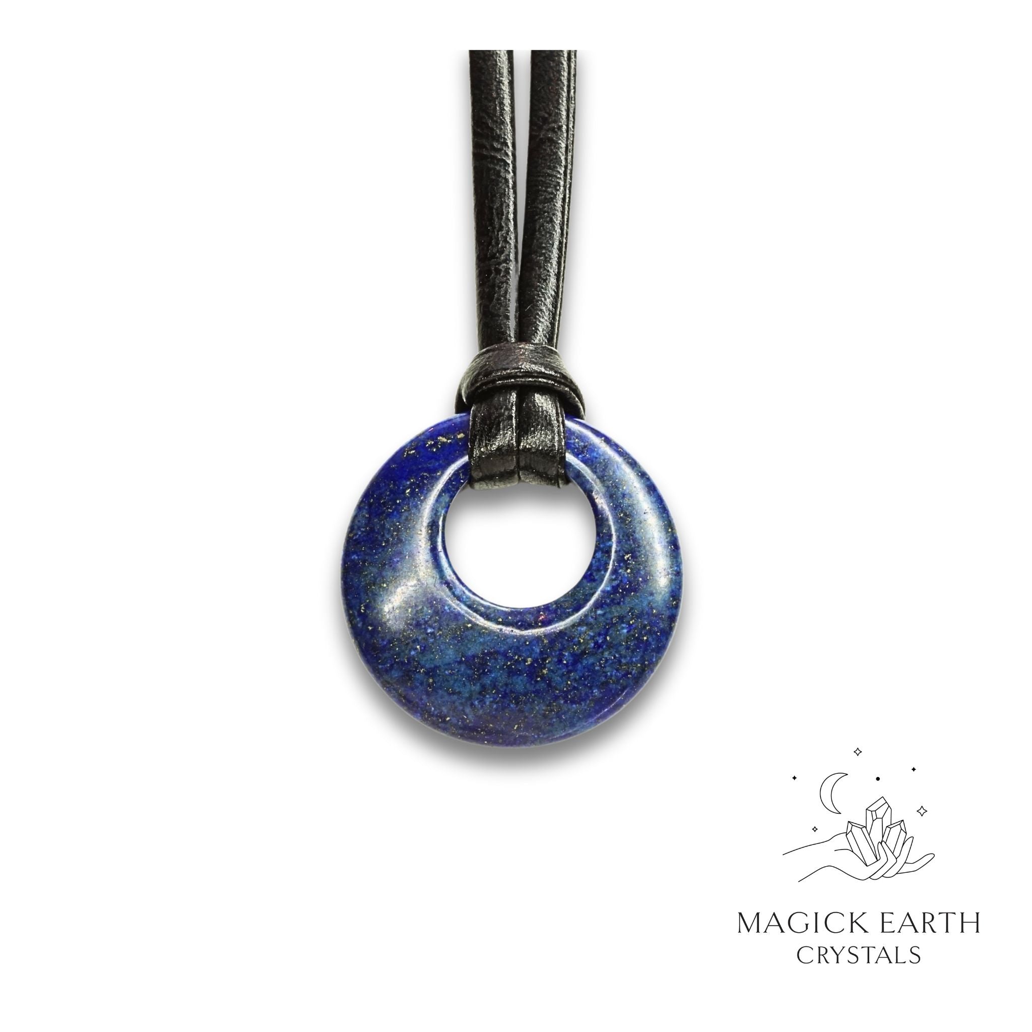 Natural Lapis Lazuli crystal offset donut pendant