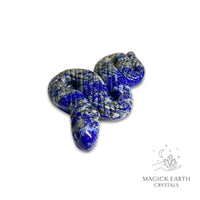 Natural Lapis Lazuli crystal extended snake figurine view a