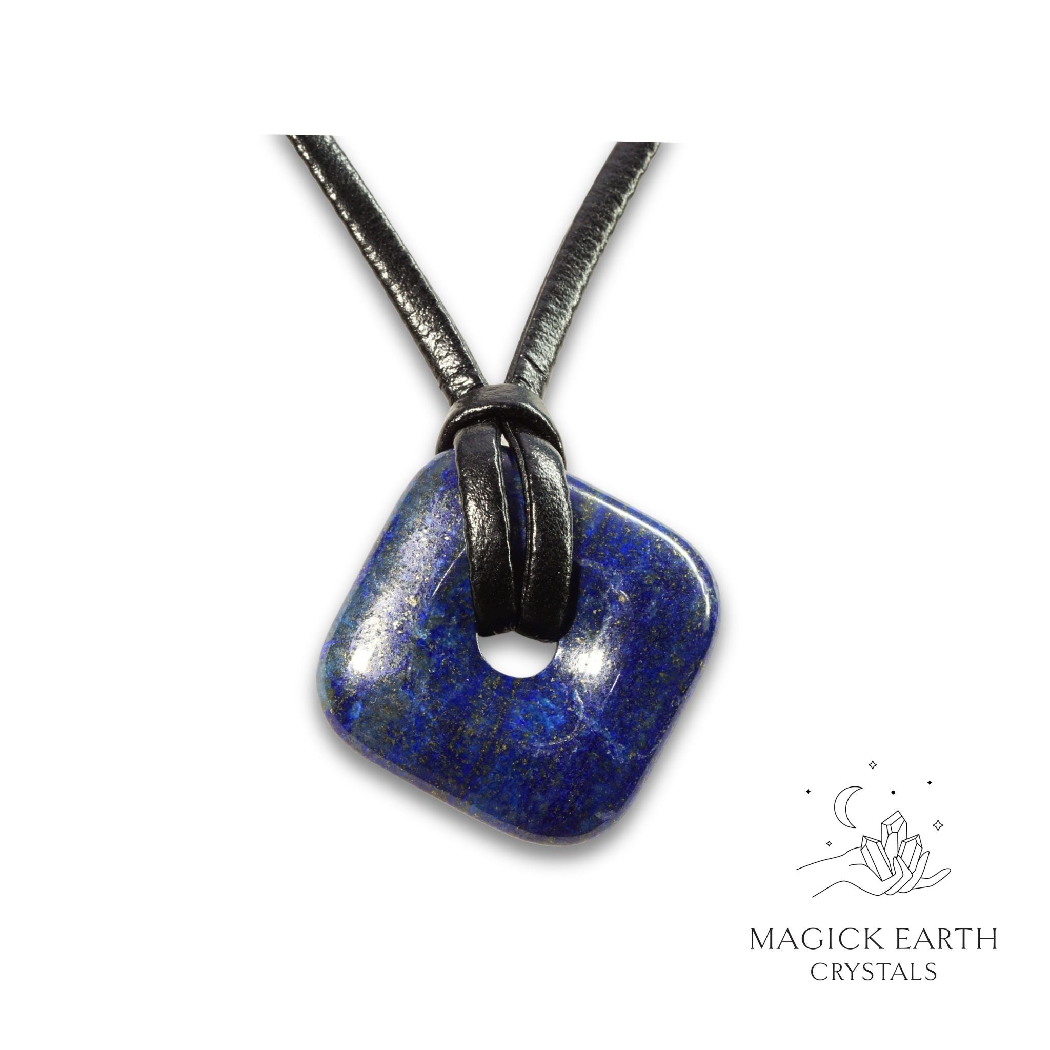 Natural Lapis Lazuli diamond-shaped donut pendant
