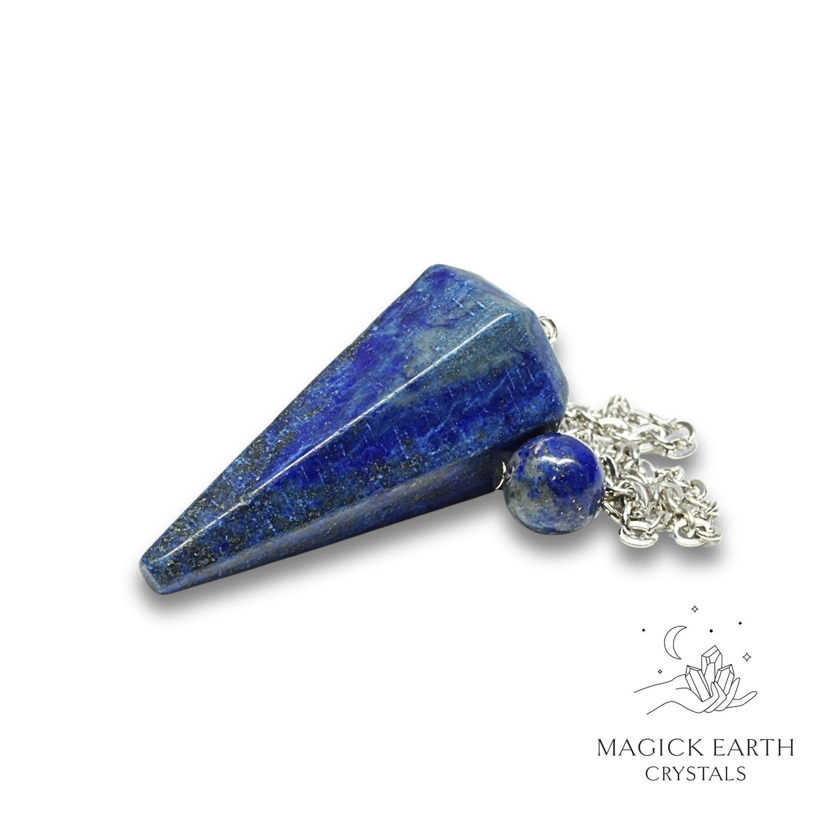 Natural Lapis Lazuli crystal large cone pendulum view a