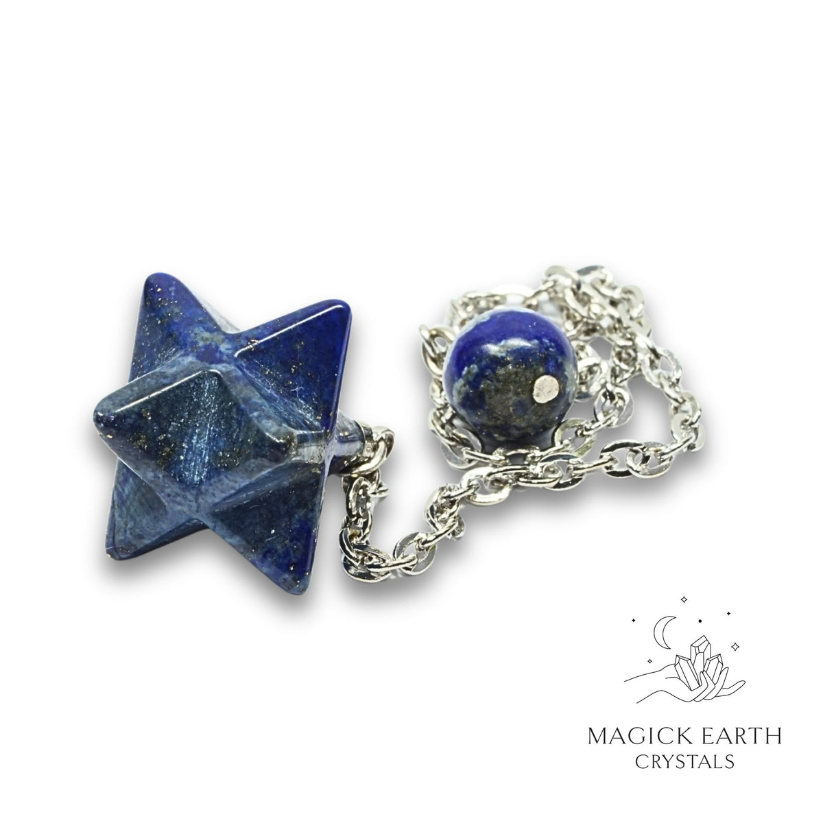 Natural Lapis Lazuli merkaba crystal pendulum view a
