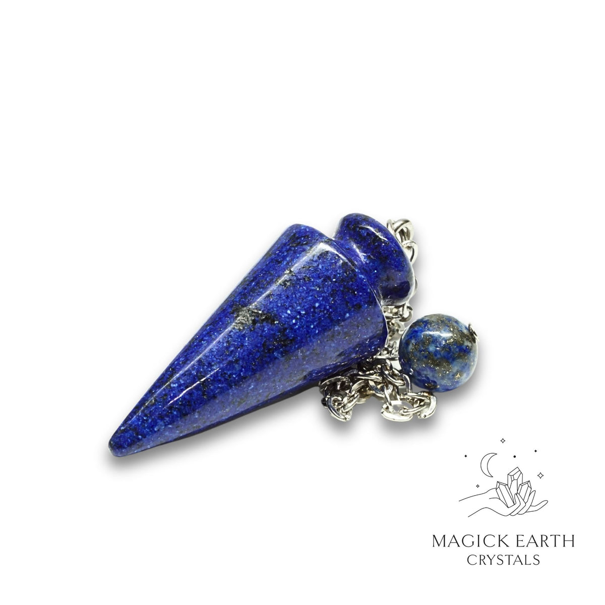 Natural Lapis Lazuli spike crystal pendulum view a