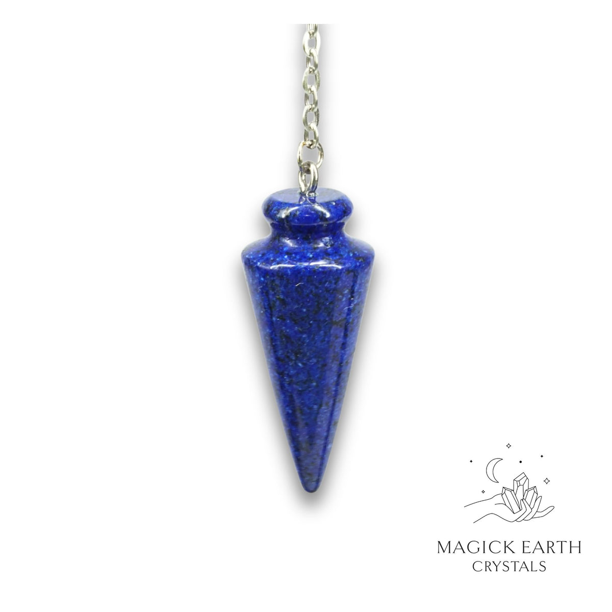 Natural Lapis Lazuli spike crystal pendulum view b