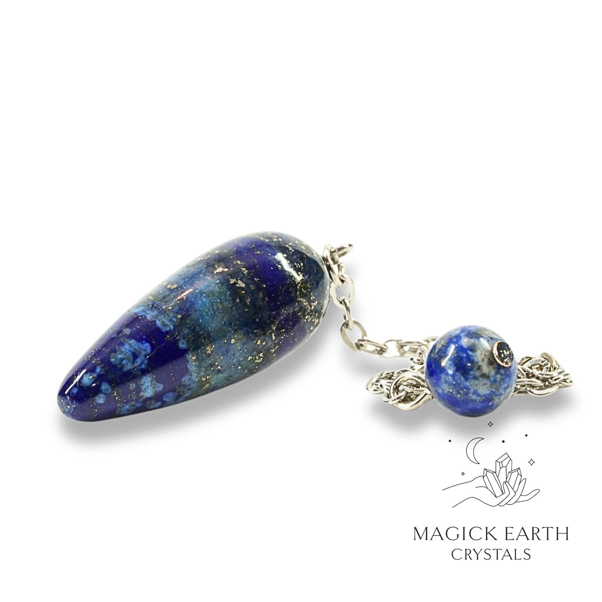 Natural Lapis Lazuli teardrop crystal pendulum view a