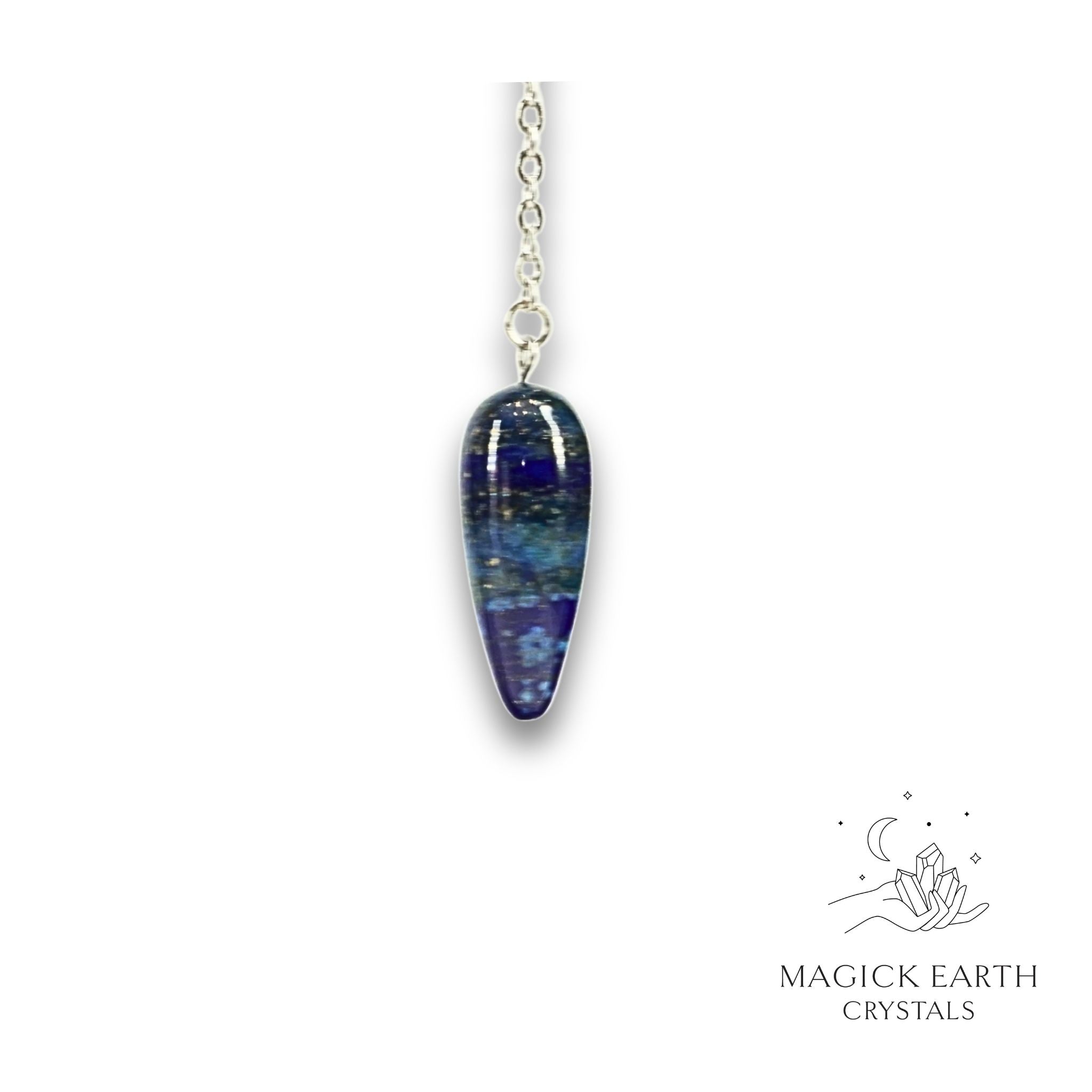 Natural Lapis Lazuli teardrop crystal pendulum view b
