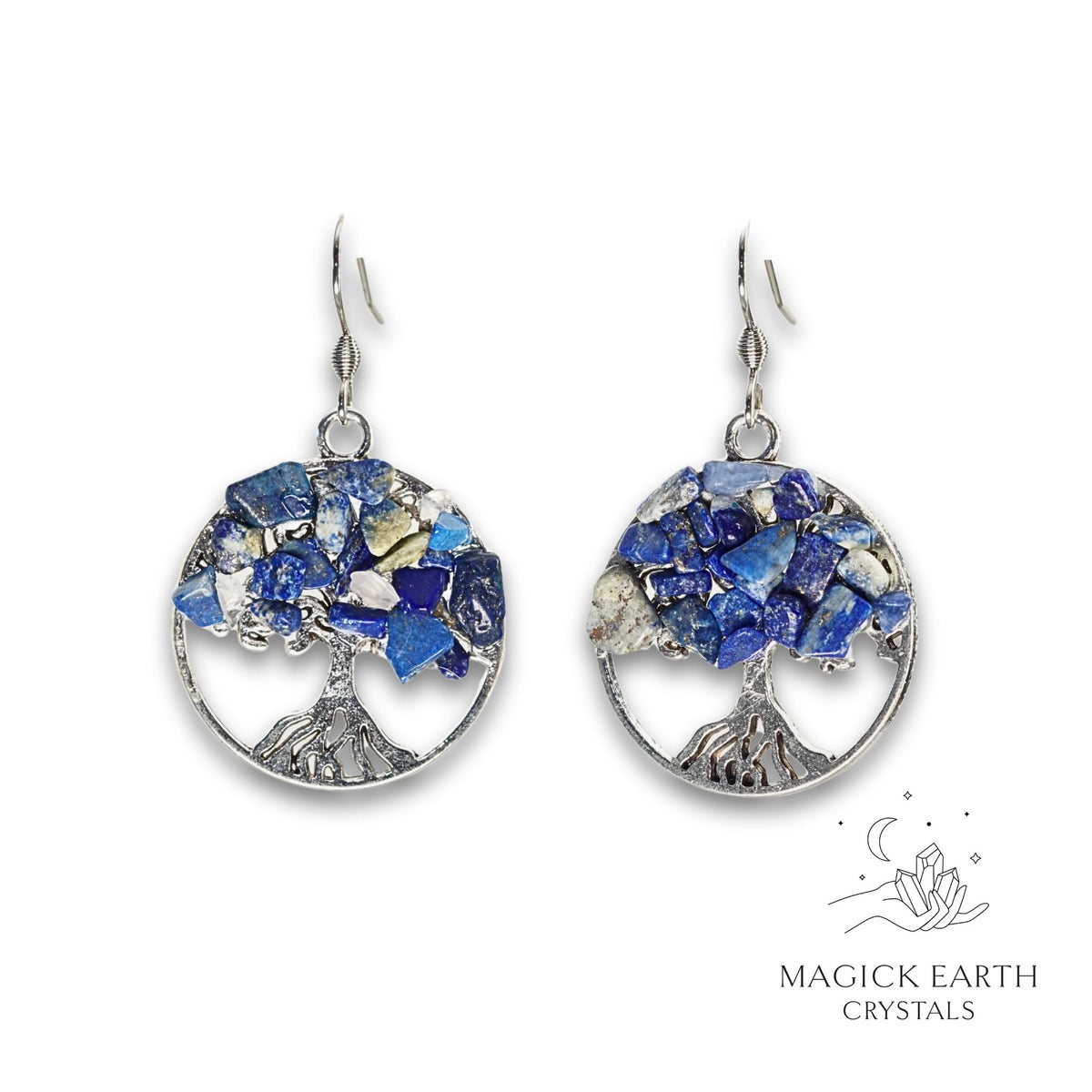 Lapis Lazuli Tree OF Life Earrings For Inner Vision