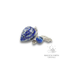 Natural Lapis Lazuli water drop crystal pendulum view a