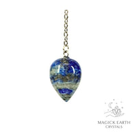 Natural Lapis Lazuli water drop crystal pendulum view b