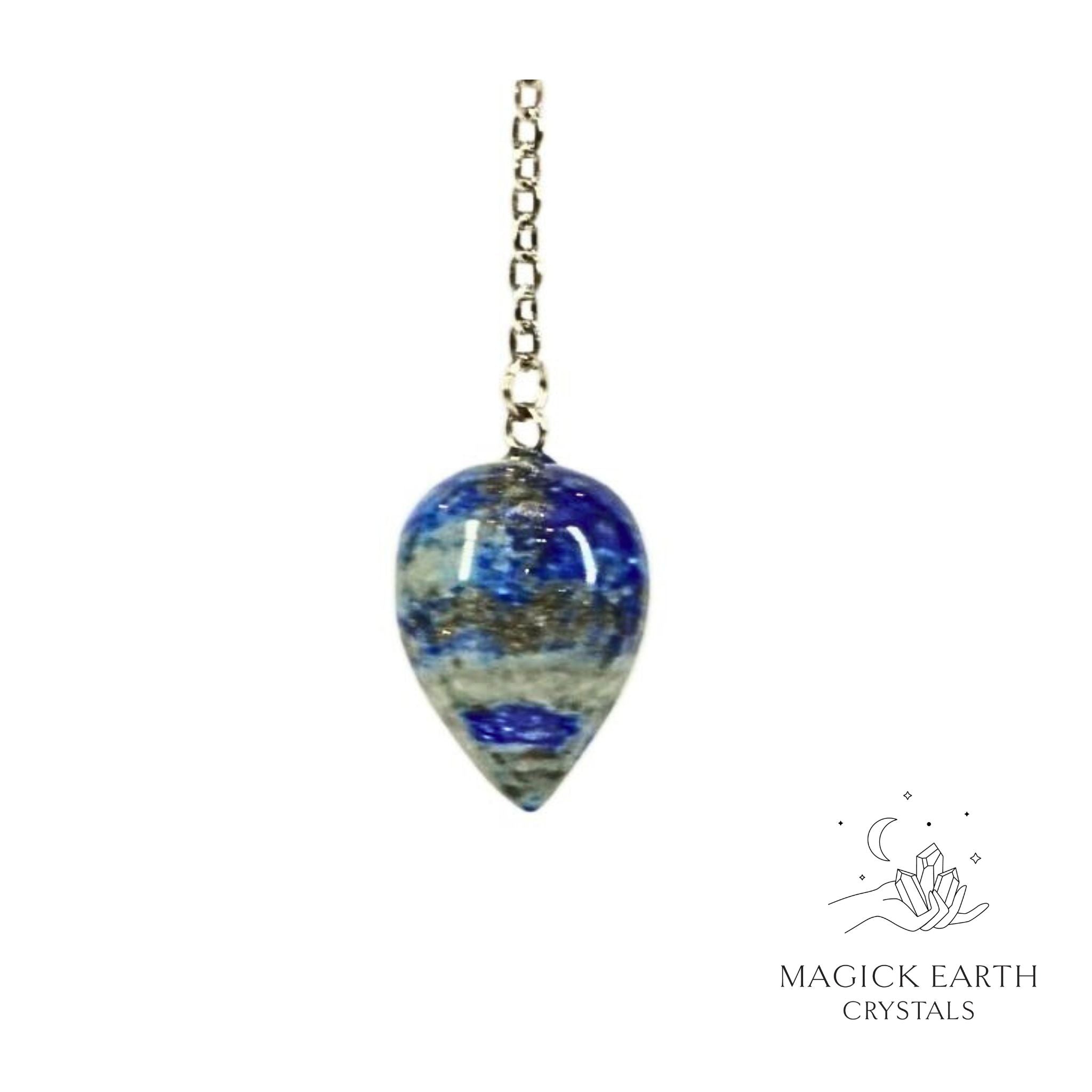 Natural Lapis Lazuli water drop crystal pendulum view b