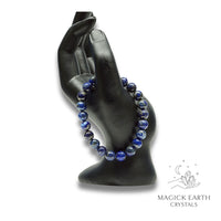 Natural Lapis Lazuli 8mm round bead crystal bracelet view b
