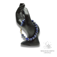 Natural Lapis Lazuli 8mm round bead crystal bracelet view c

