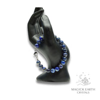 Natural Lapis Lazuli 8mm round bead crystal bracelet view d

