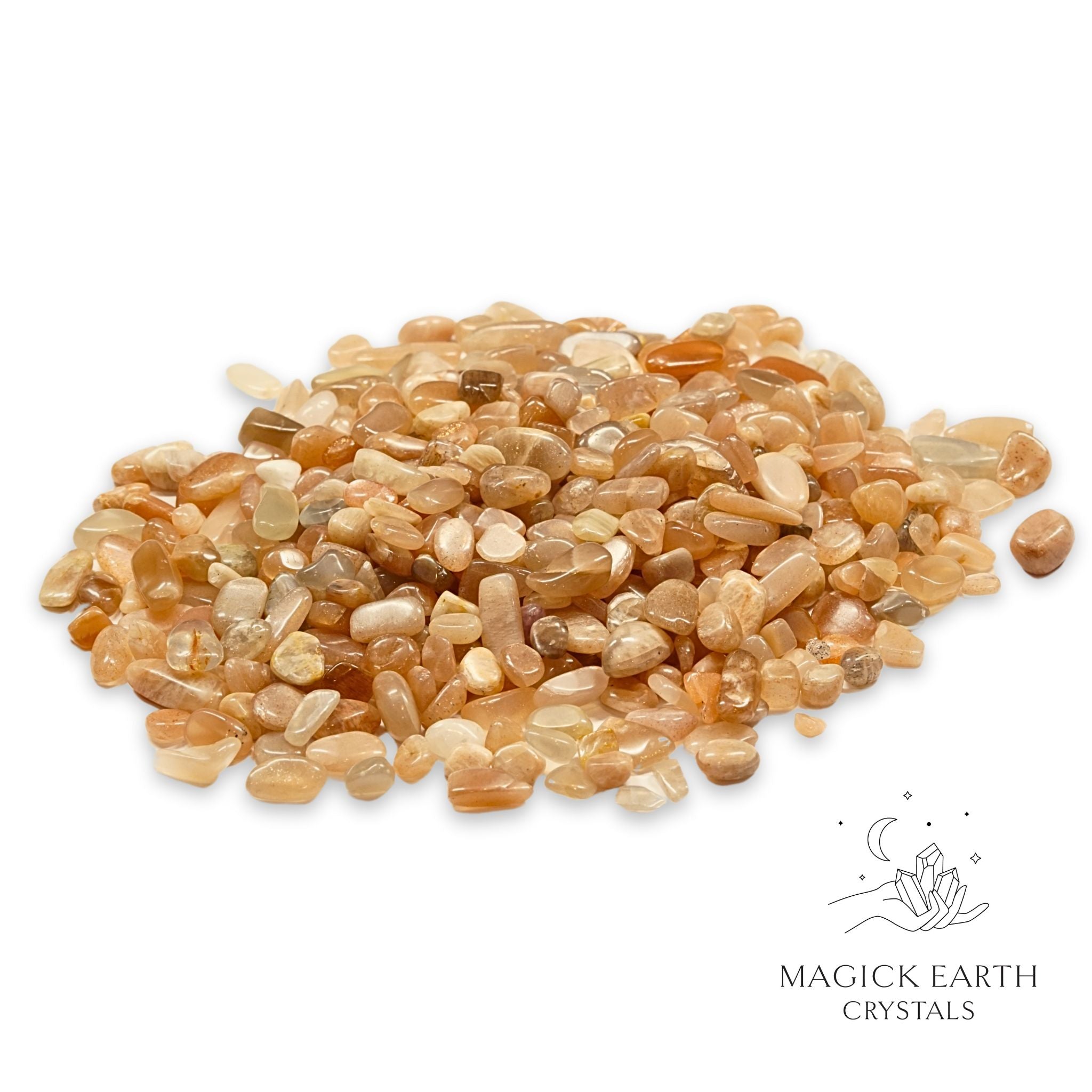 Natural Large Peach Moonstone Crystal Chips, 100g loose pile