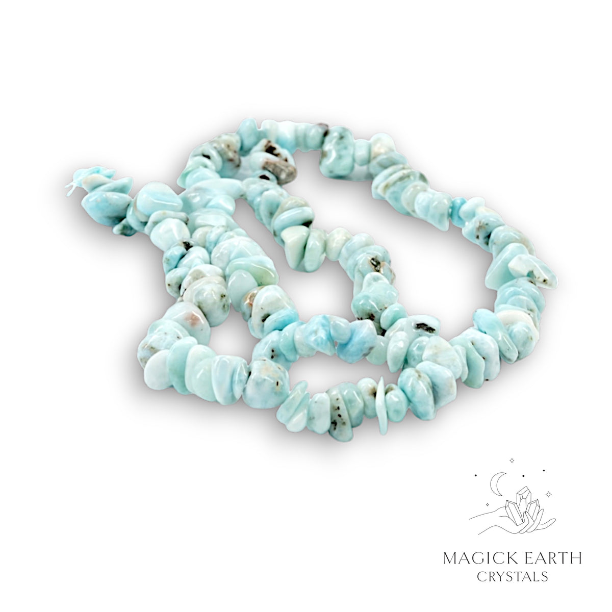 Natural Larimar drilled crystal chip strand