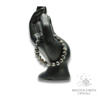 Natural Larvikite 8mm round bead crystal bracelet view b
