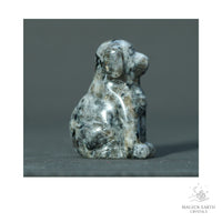Natural Larvikite crystal dog figurine 40mm view a