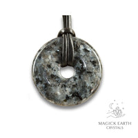 Natural Larvikite crystal donut view a