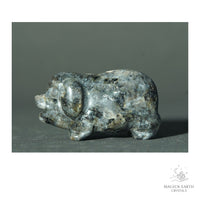 Natural Larvikite crystal pig figurine view b