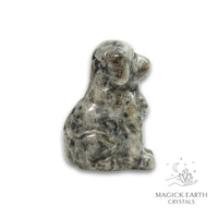 Natural Larvikite crystal dog figurine view a