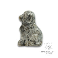 Natural Larvikite crystal dog figurine view b