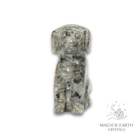 Natural Larvikite crystal dog figurine view c