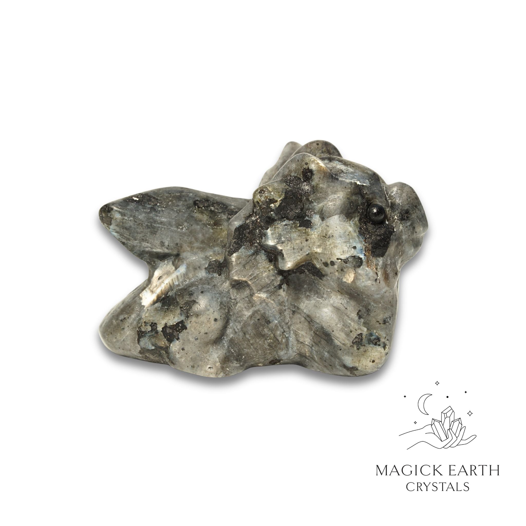 Natural Larvikite crystal dragon figurine view a