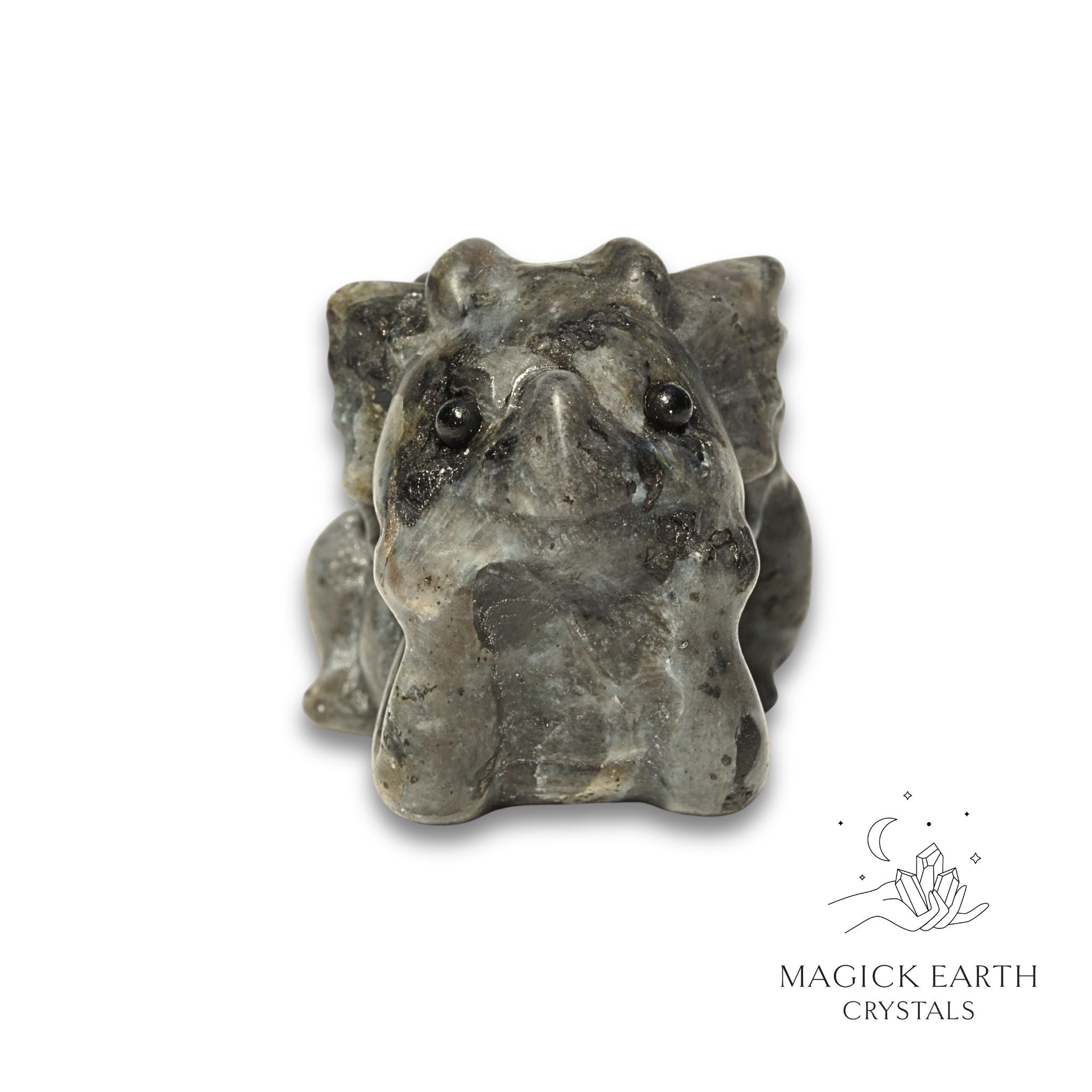 Natural Larvikite crystal dragon figurine view c