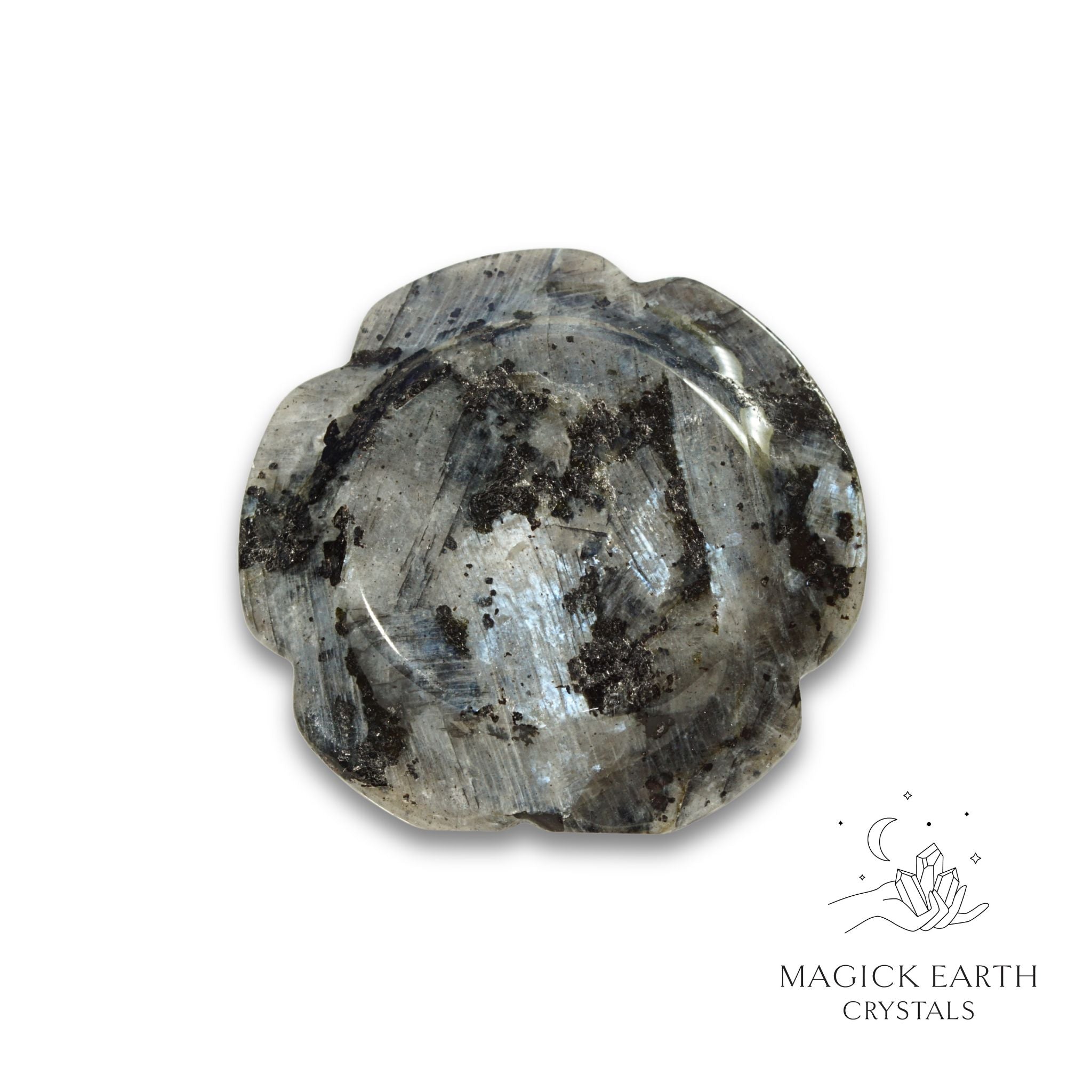 Natural Larvikite flower thumb stone view c