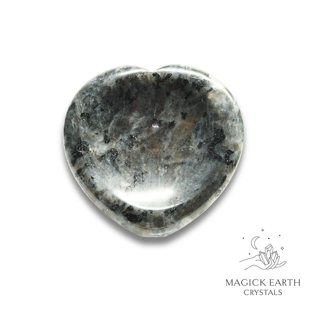 Natural Larvikite heart thumb stone view a