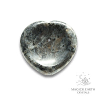 Natural Larvikite heart thumb stone view a