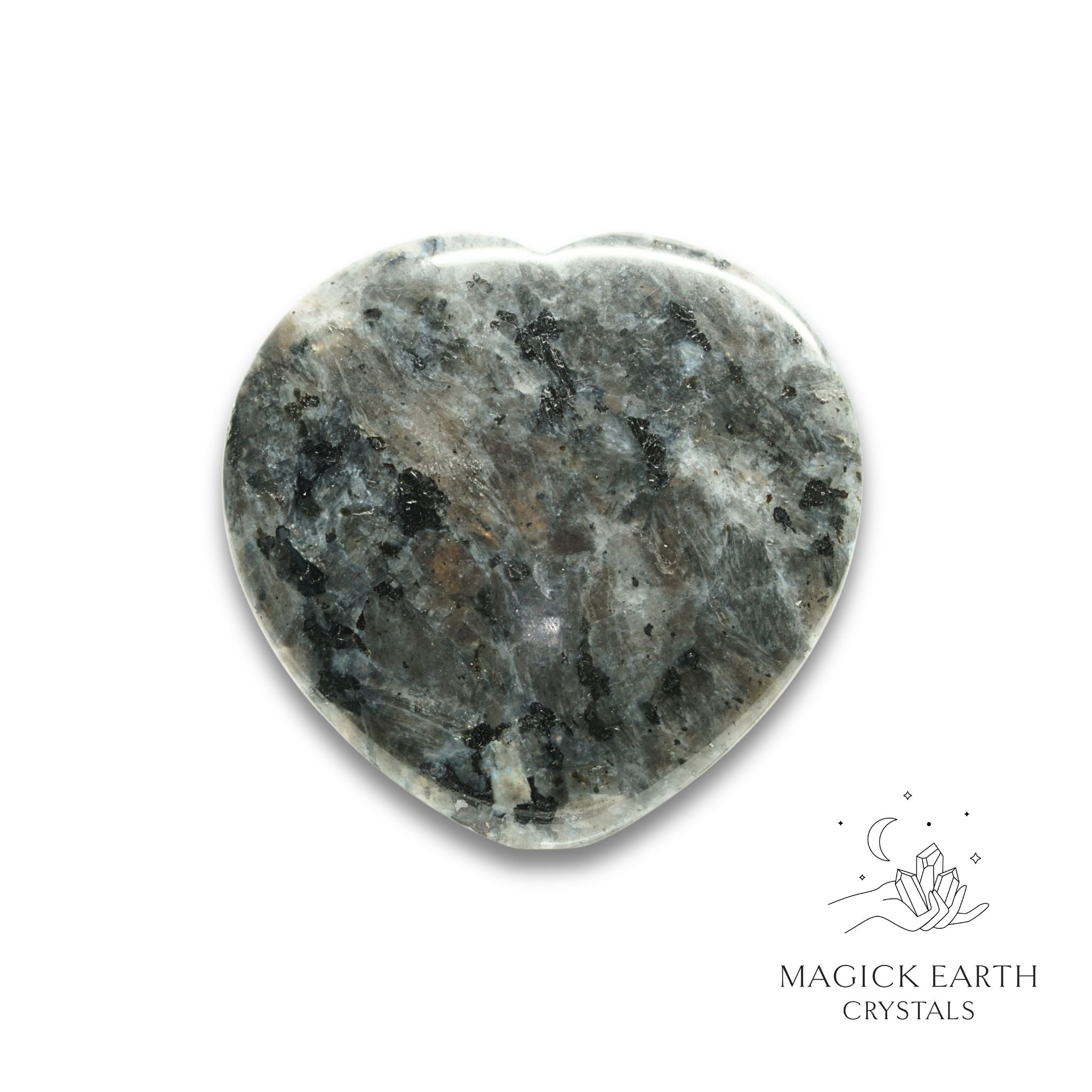Natural Larvikite heart thumb stone view b