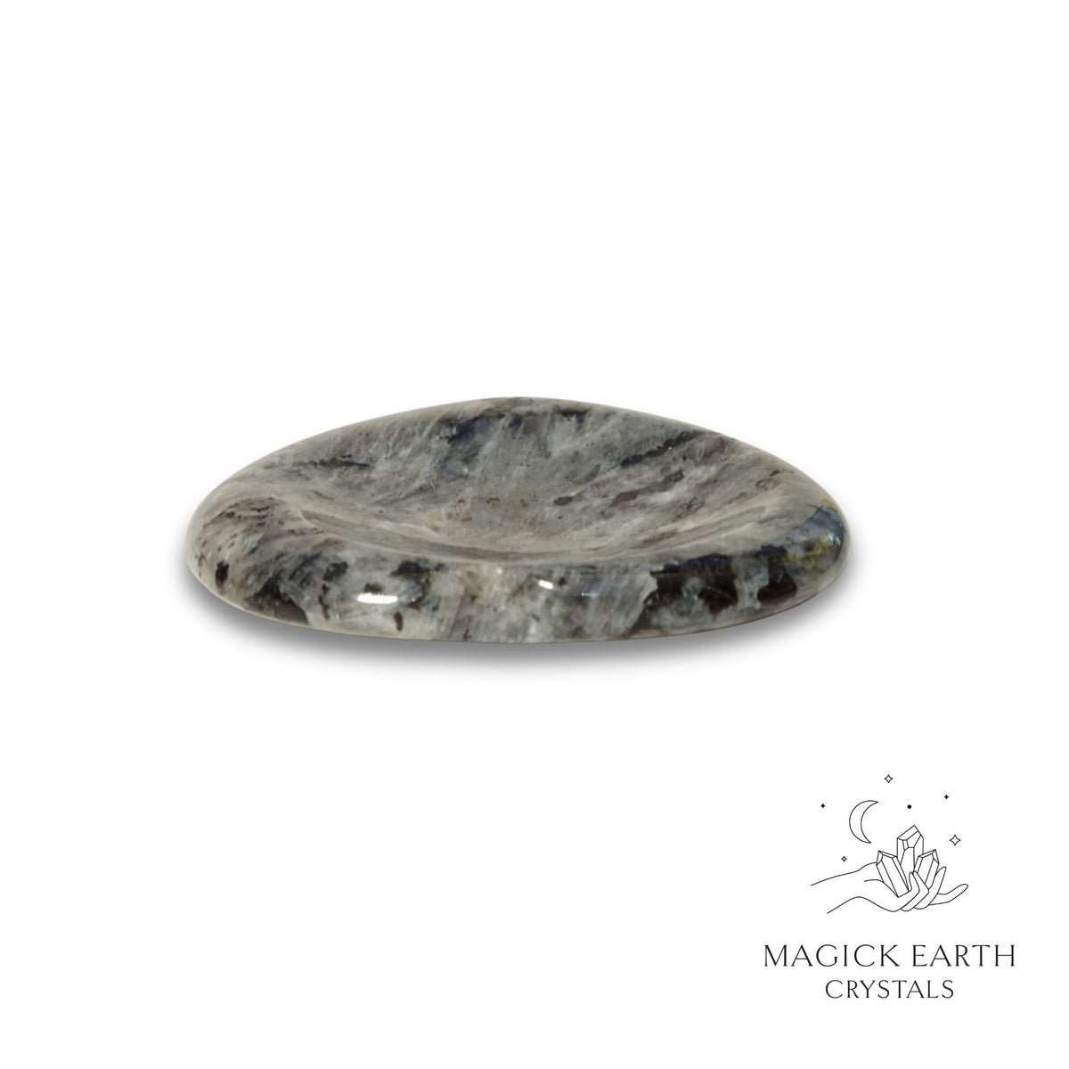 Natural Larvikite heart thumb stone view c