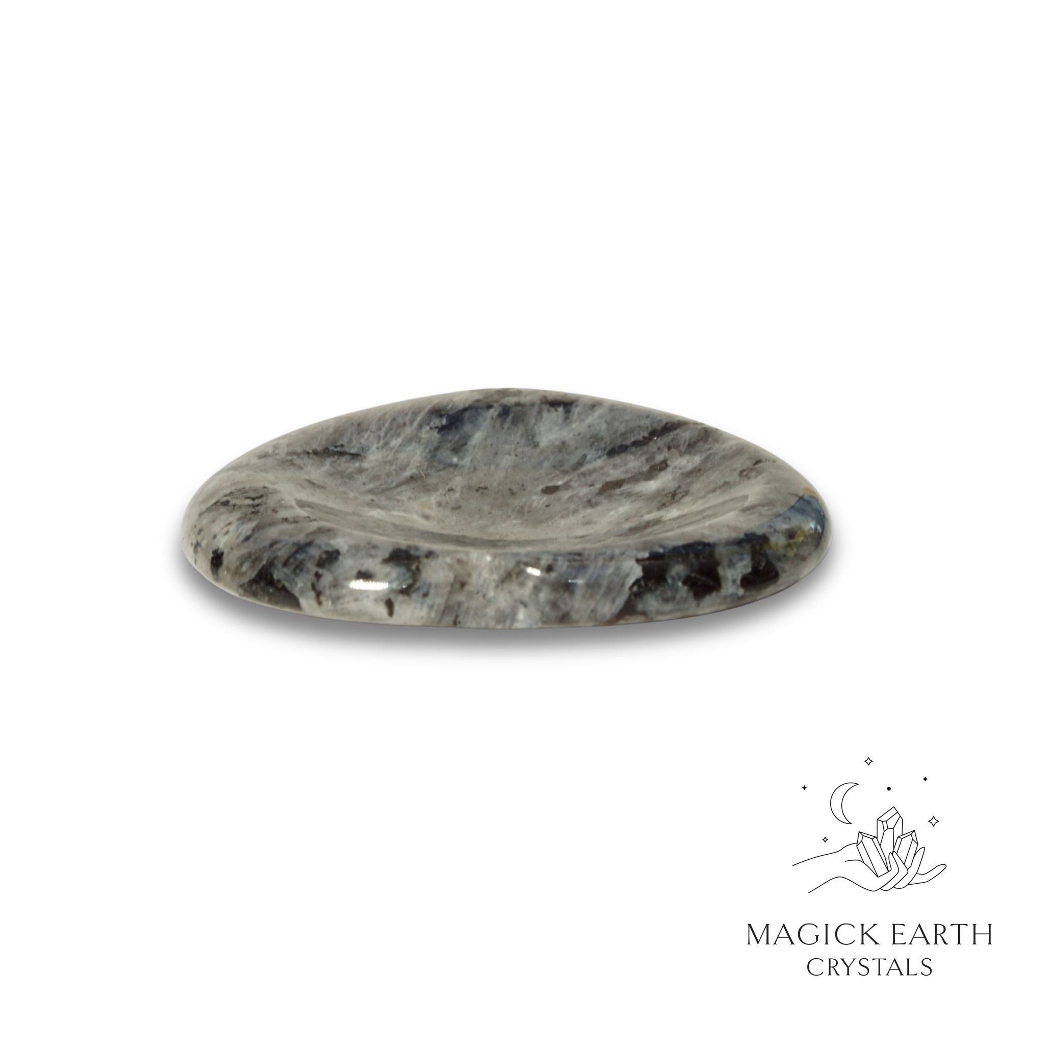 Natural Larvikite heart thumb stone view c