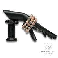 Natural leopard skin jasper 12mm matte bead crystal bracelets view a