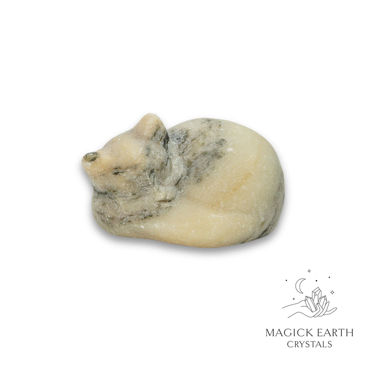 Natural Leopard Skin Jasper sleeping cat figurine view a