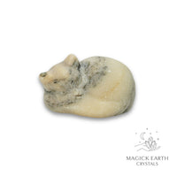 Natural Leopard Skin Jasper sleeping cat figurine view a