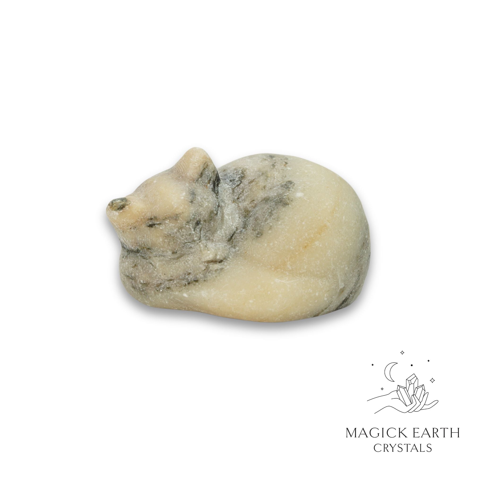 Natural Leopard Skin Jasper sleeping cat figurine view a