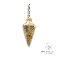 Natural Leopard Skin Jasper spire crystal pendulum view b