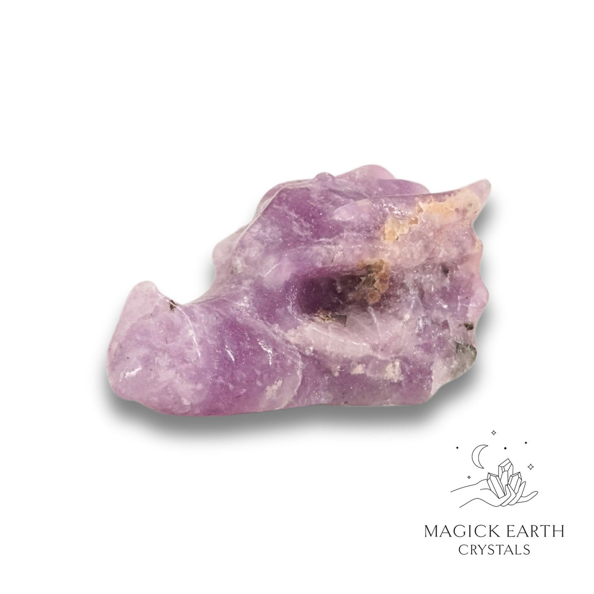 Natural Lepidolite crystal dragon skull view a